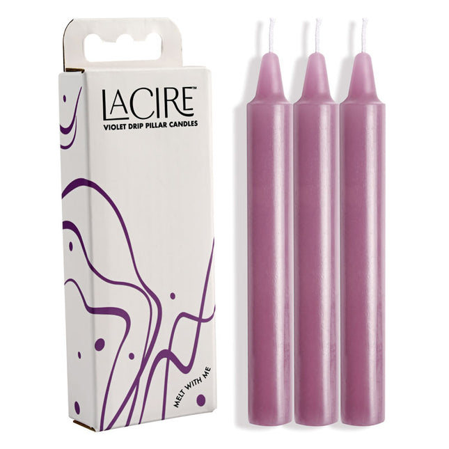 LaCire Violet Drip Pillar Candles