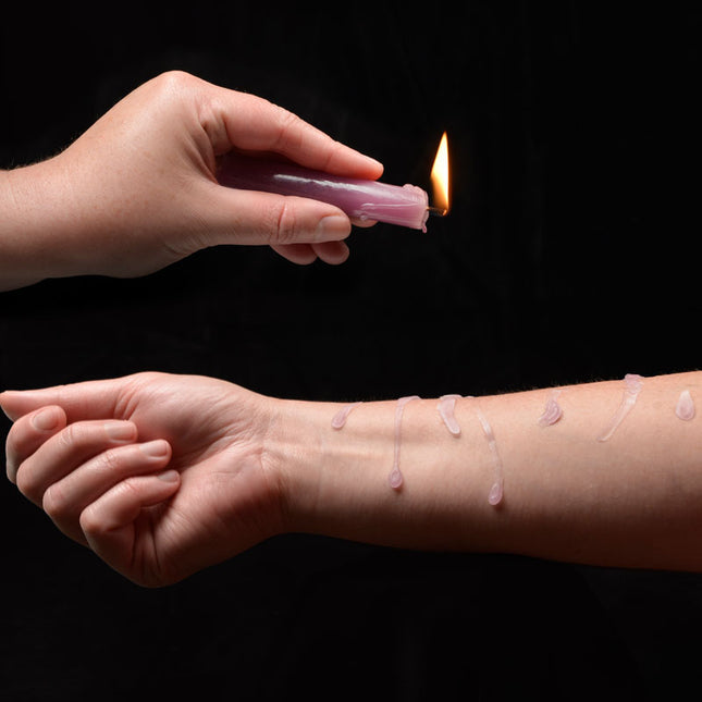 LaCire Violet Drip Pillar Candles Hand
