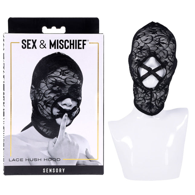 Sex & Mischief Lace Hush Hood - Black
