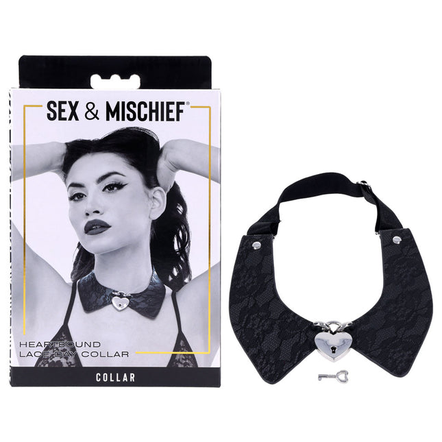 Sex & Mischief Heartbound Lace Day Collar - Black