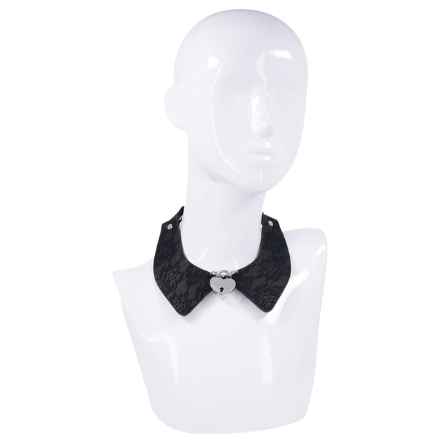 Sex & Mischief Heartbound Lace Day Collar - Black