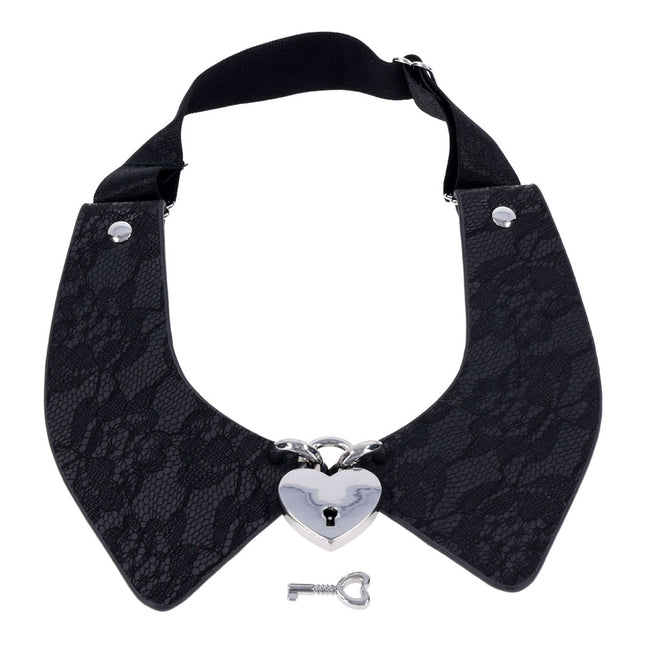Sex & Mischief Heartbound Lace Day Collar - Black