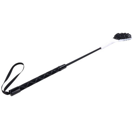 Sex & Mischief Lace Silicone Crop - Black/White 50cm Whip