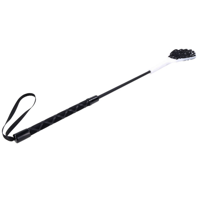 Sex & Mischief Lace Silicone Crop - Black/White 50cm Whip