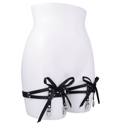 Sex & Mischief Laced Up Garters - Black