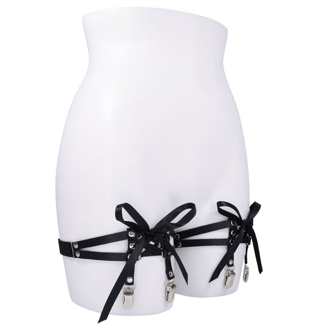 Sex & Mischief Laced Up Garters - Black
