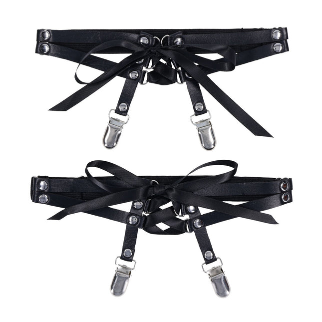 Sex & Mischief Laced Up Garters - Black