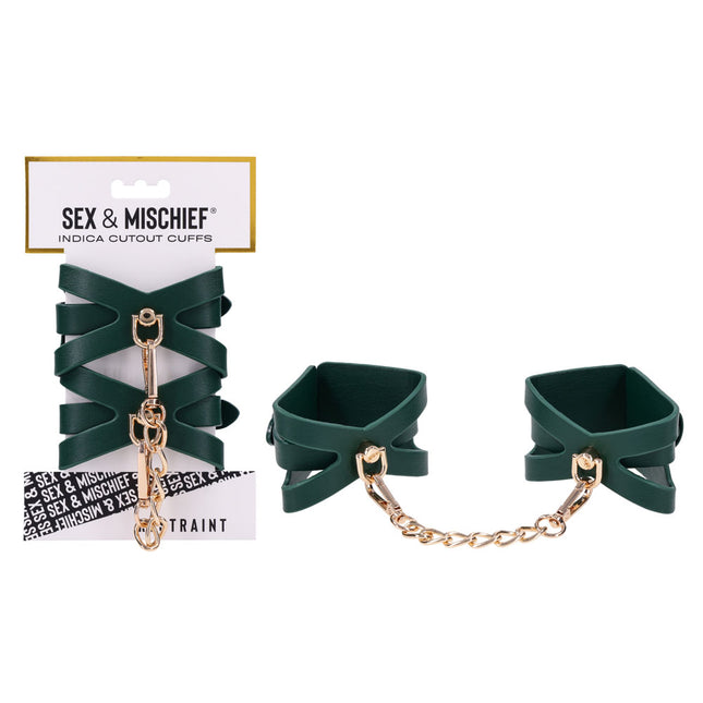 Sex & Mischief Indica Cutout Cuffs - Green/Gold Restraints