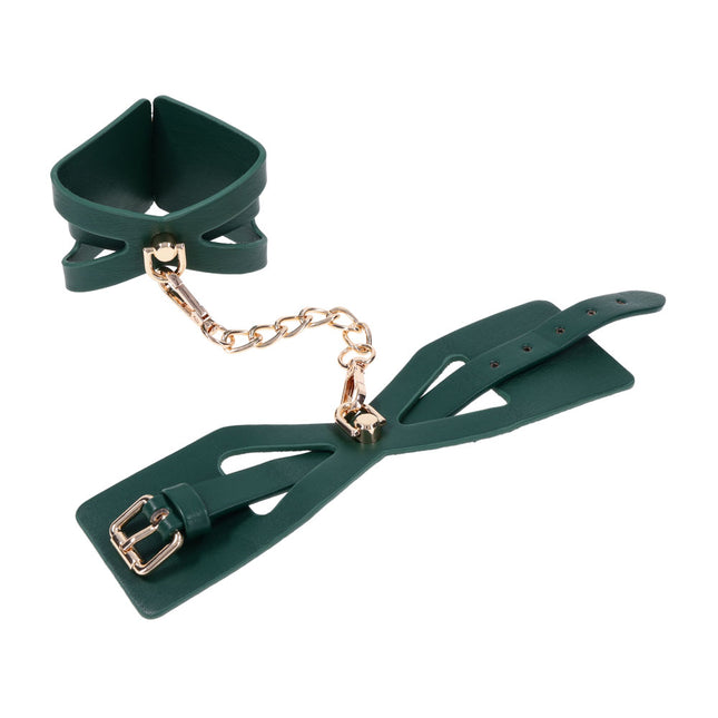 Sex & Mischief Indica Cutout Cuffs - Green/Gold Restraints