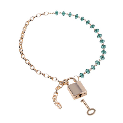 Sex & Mischief Indica Crystal Day Collar - Gold/Emerald Lockable