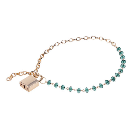 Sex & Mischief Indica Crystal Day Collar - Gold/Emerald Lockable