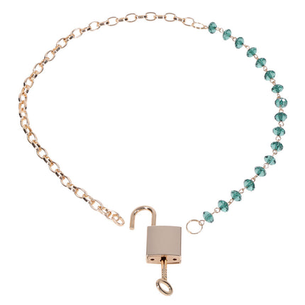 Sex & Mischief Indica Crystal Day Collar - Gold/Emerald Lockable