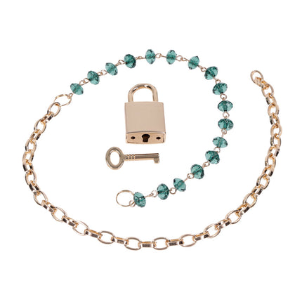 Sex & Mischief Indica Crystal Day Collar - Gold/Emerald Lockable