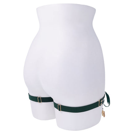 Sex & Mischief Indica Laced Up Garters - Green/Gold Set of 2