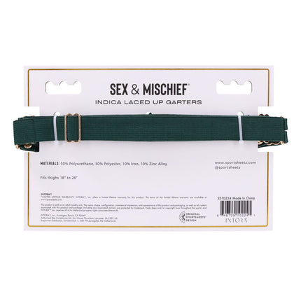 Sex & Mischief Indica Laced Up Garters - Green/Gold Set of 2