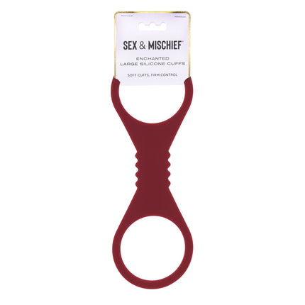 Sex & Mischief Enchanted Large Silicone Cuffs - Burgundy