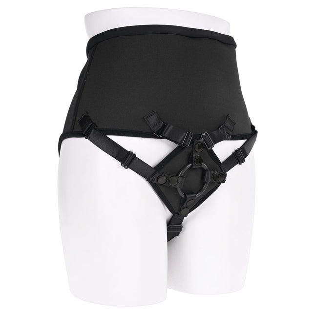 SPORTSHEETS High Waisted Corset Strap On - Black on manakin