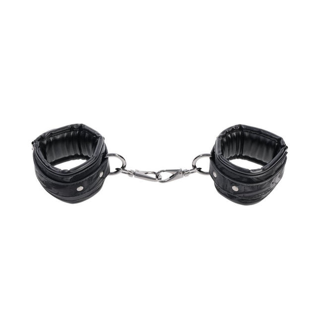 SPORTSHEETS Velvet Noir Handcuffs - Black Adjustable Cuff Restraints