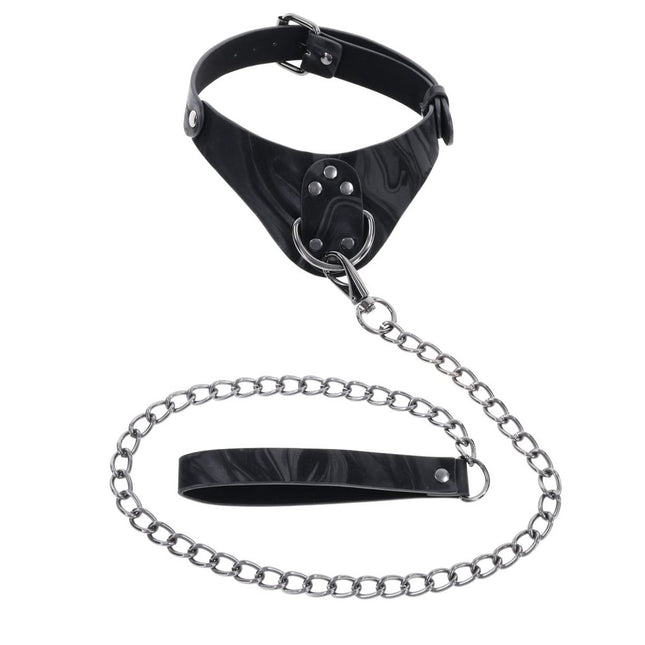 SPORTSHEETS Velvet Noir Collar & Leash - Black Restraints