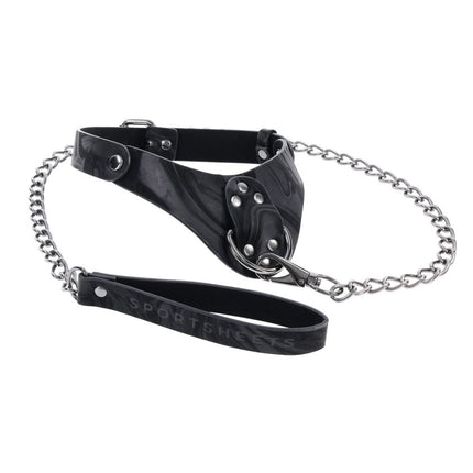 SPORTSHEETS Velvet Noir Collar & Leash - Black Restraints