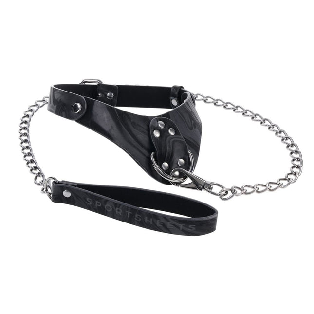 SPORTSHEETS Velvet Noir Collar & Leash - Black Restraints
