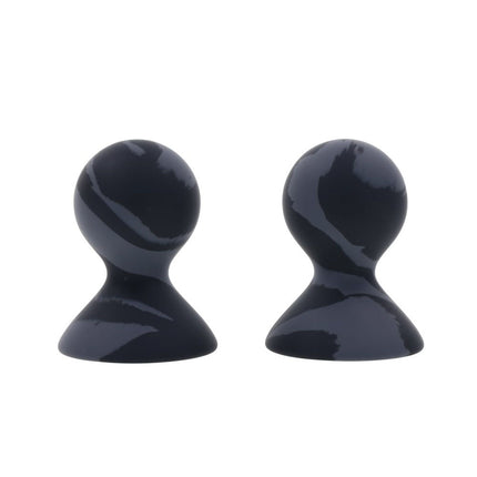 SPORTSHEETS Velvet Noir Silicone Nipple Suckers - Black/Grey (Set of 2)