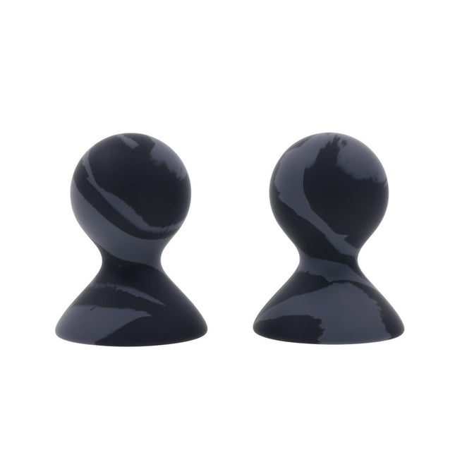 SPORTSHEETS Velvet Noir Silicone Nipple Suckers - Black/Grey (Set of 2)