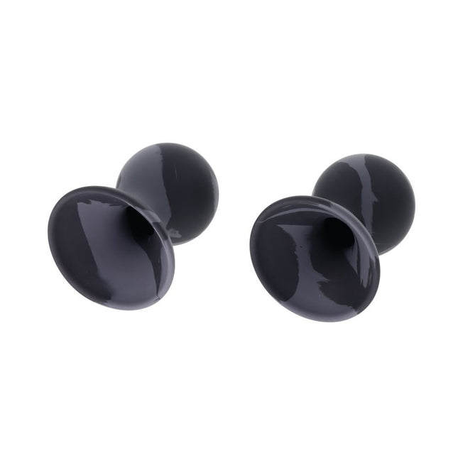 SPORTSHEETS Velvet Noir Silicone Nipple Suckers - Black/Grey (Set of 2)