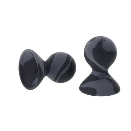 SPORTSHEETS Velvet Noir Silicone Nipple Suckers - Black/Grey (Set of 2)