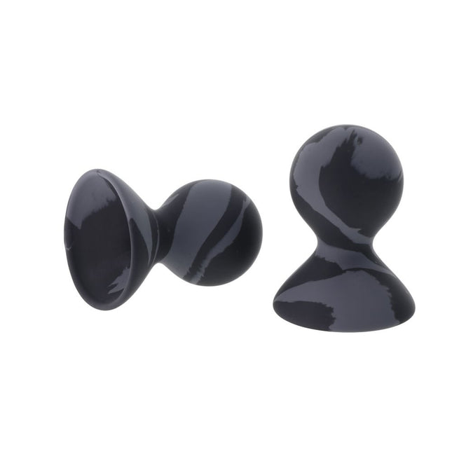 SPORTSHEETS Velvet Noir Silicone Nipple Suckers - Black/Grey (Set of 2)