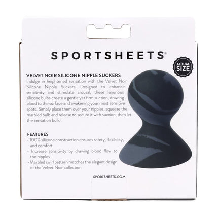 SPORTSHEETS Velvet Noir Silicone Nipple Suckers - Black/Grey (Set of 2)