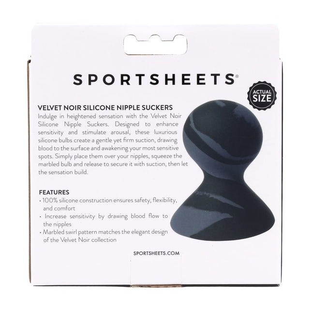 SPORTSHEETS Velvet Noir Silicone Nipple Suckers - Black/Grey (Set of 2)