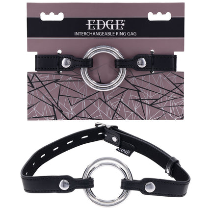 The product image shows the packaging and the gag itself. The packaging is labeled 'EDGE Interchangeable Ring Gag' with a graphic background.