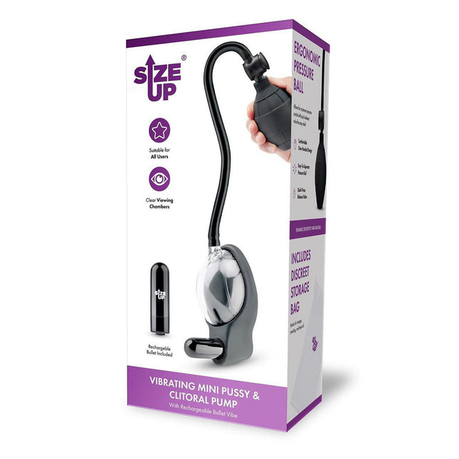 Size Up Vibrating Mini Pussy & Clitoral Pump - Clear