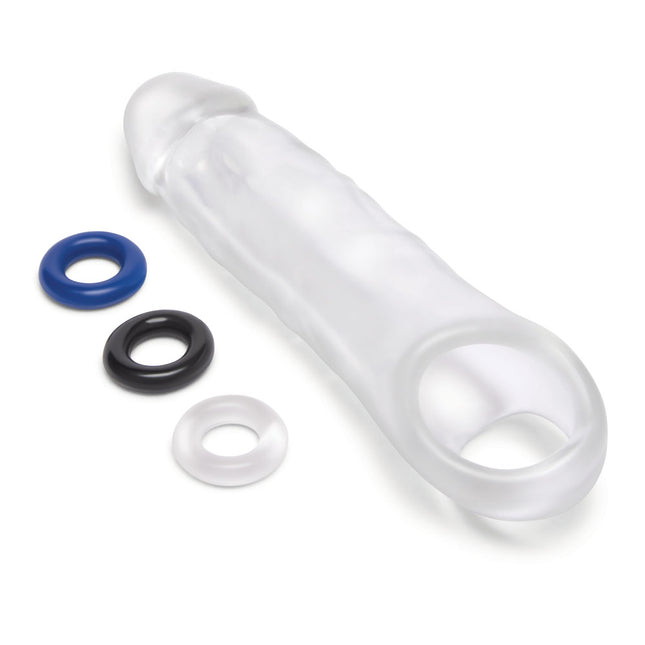 Size Up 2 Inch See-Thru Penis Extender with Ball Loop - Clear