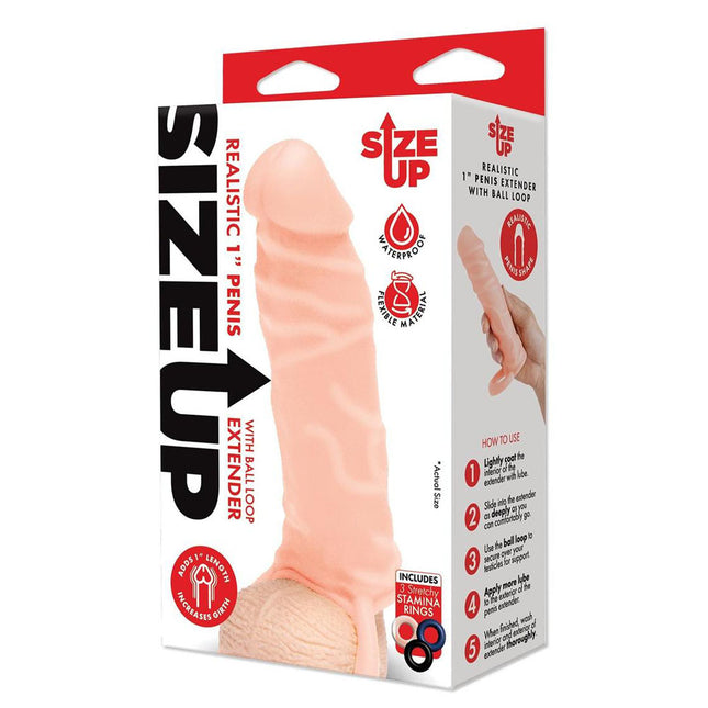 Size Up Realistic Flesh 1 Inch Penis Extension Sleeve