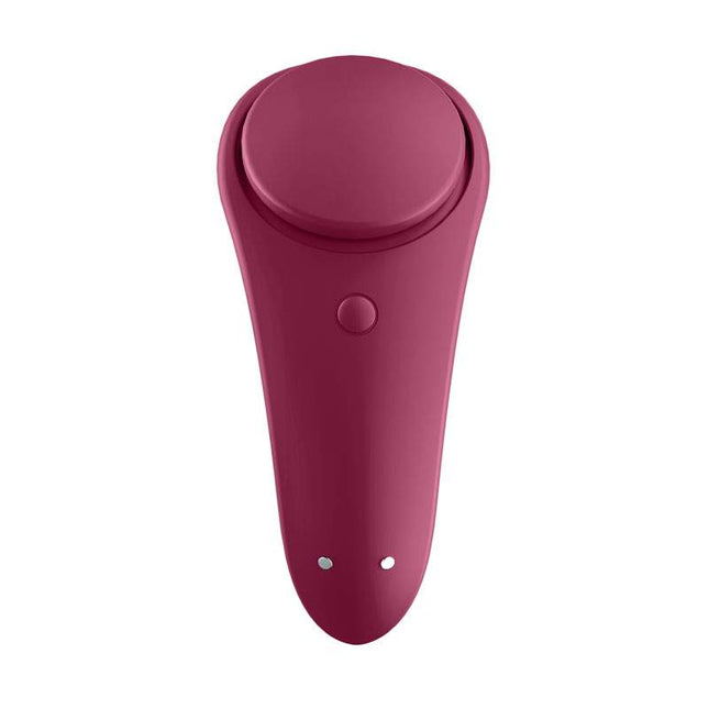 Satisfyer Sexy Secret Panty Vibrator Wine Red with Power Button