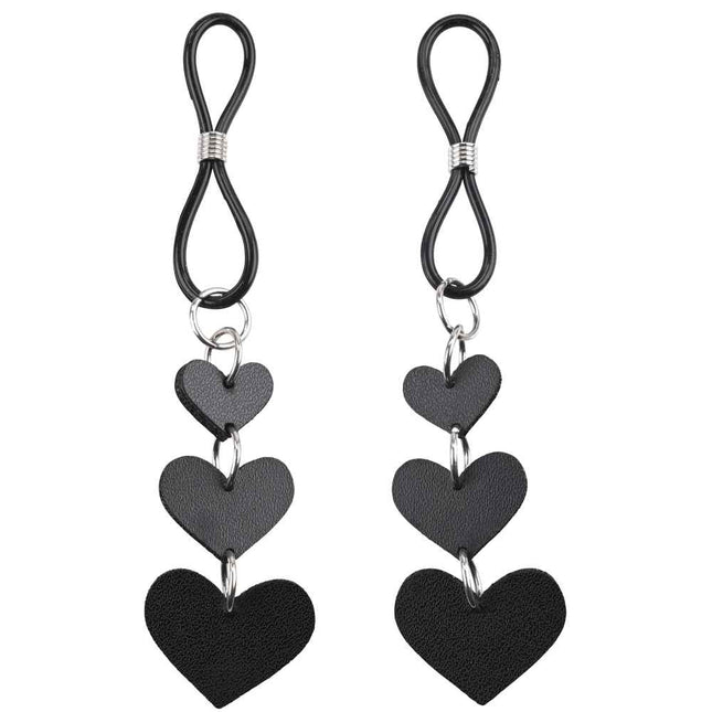 Sex & Mischief Heart Nipple Ties Black