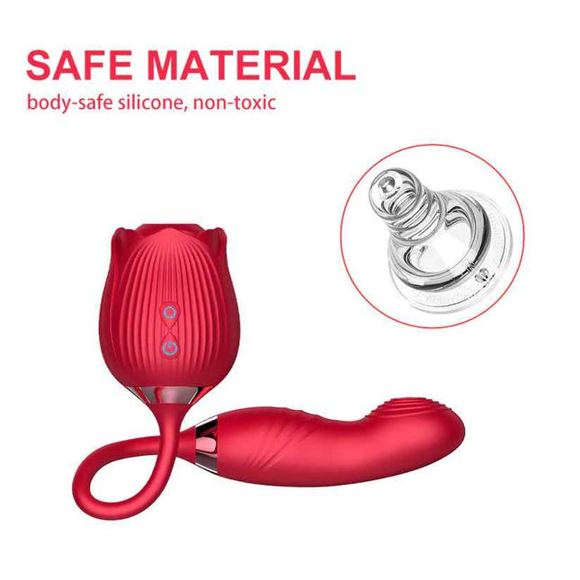 Silicone Flapping & Clitoris Sucking Rose Vibrator