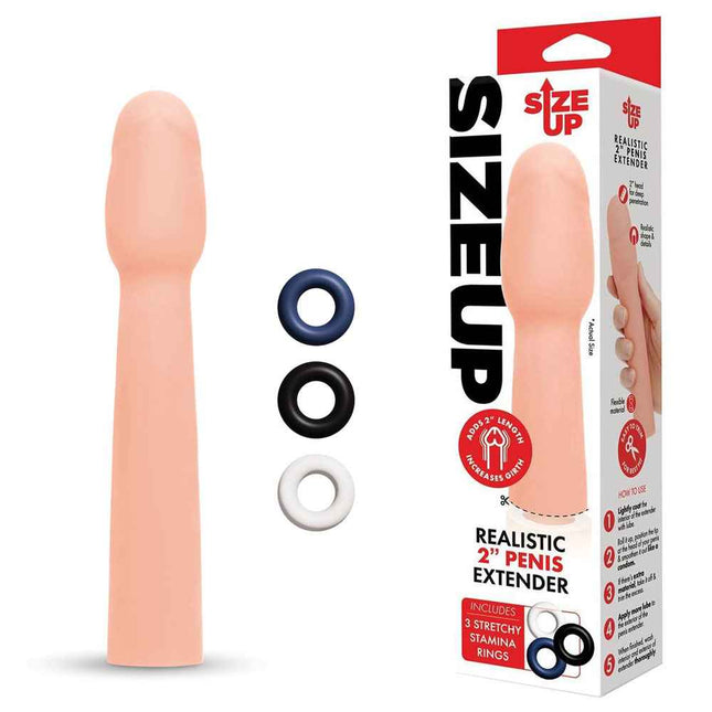Size Up Realistic 2 Inch Penis Extender Flesh