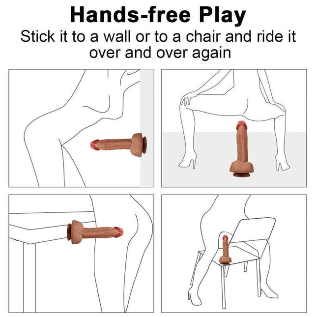 Suction Cup Realistic Silicone Dildo 8 Inch Female Sex Toy Positions