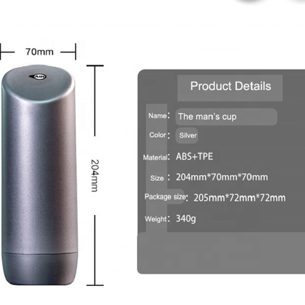The Mans Cup Male Masturbator 8 Inch Silver