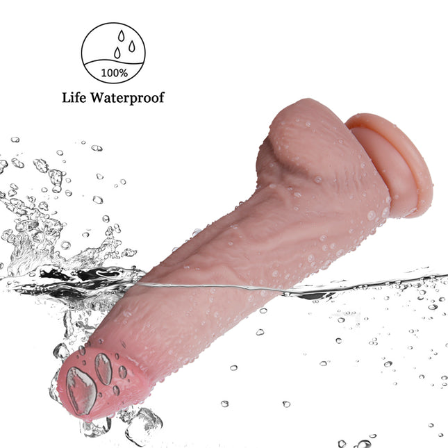 Thick Suction Cup Realistic Silicone Dildo 8 Inch Showing 100% Waterproof