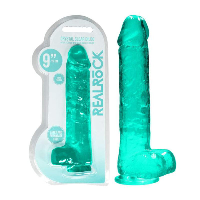 Turquoise REALROCK 9 Inch Realistic Dildo With Balls