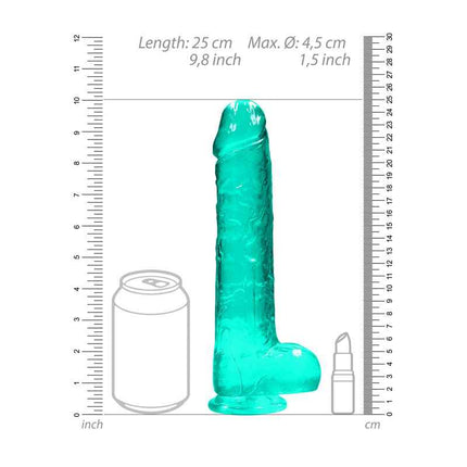 Turquoise REALROCK 9 Inch Realistic Dildo With Balls Size Chart