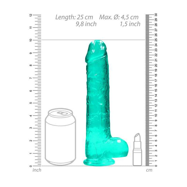 Turquoise REALROCK 9 Inch Realistic Dildo With Balls Size Chart