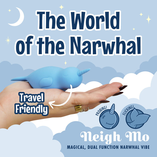 Unihorn of the Sea - Neigh Mo - The Narwhal - Blue Dual Motor Vibrator