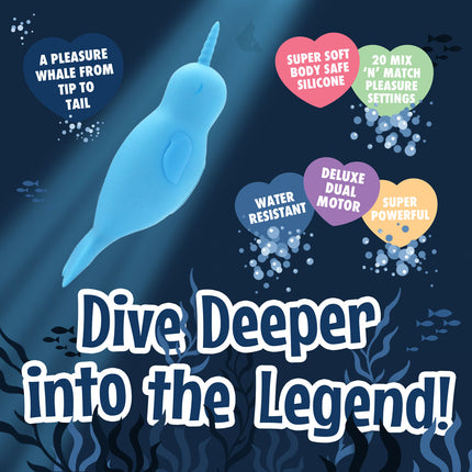 Unihorn of the Sea - Neigh Mo - The Narwhal - Blue Dual Motor Vibrator
