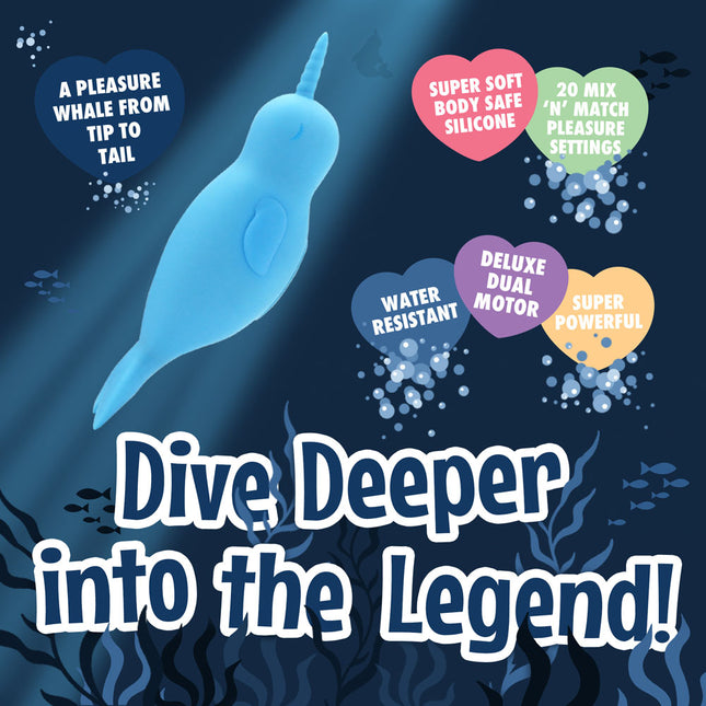 Unihorn of the Sea - Neigh Mo - The Narwhal - Blue Dual Motor Vibrator