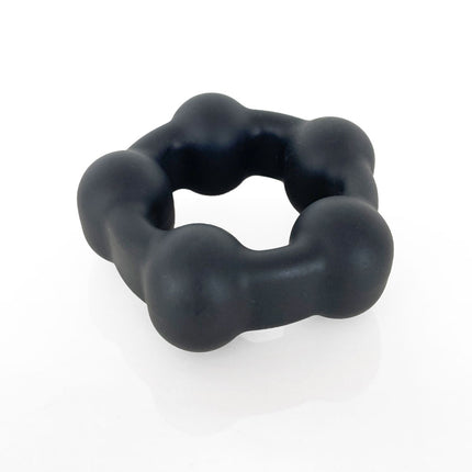 VERS Liquid Silicone Steel Motion Balls Cock Ring - Black